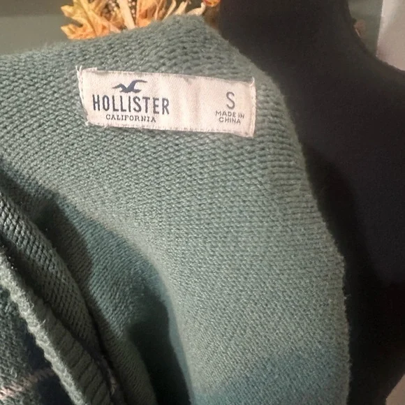 Hollister Blue and Green Argyle Cardigan Y2K Size Small - Picture 5 of 5